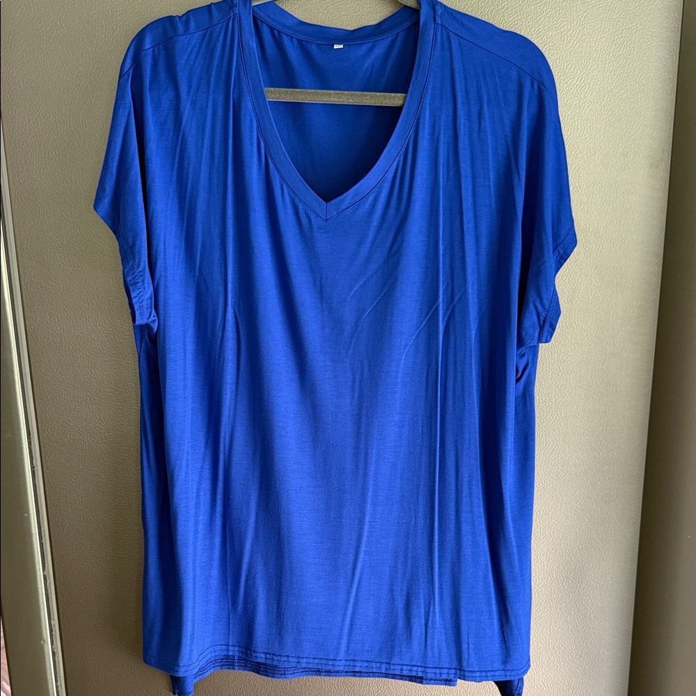 Blue V-Neck Women's Top